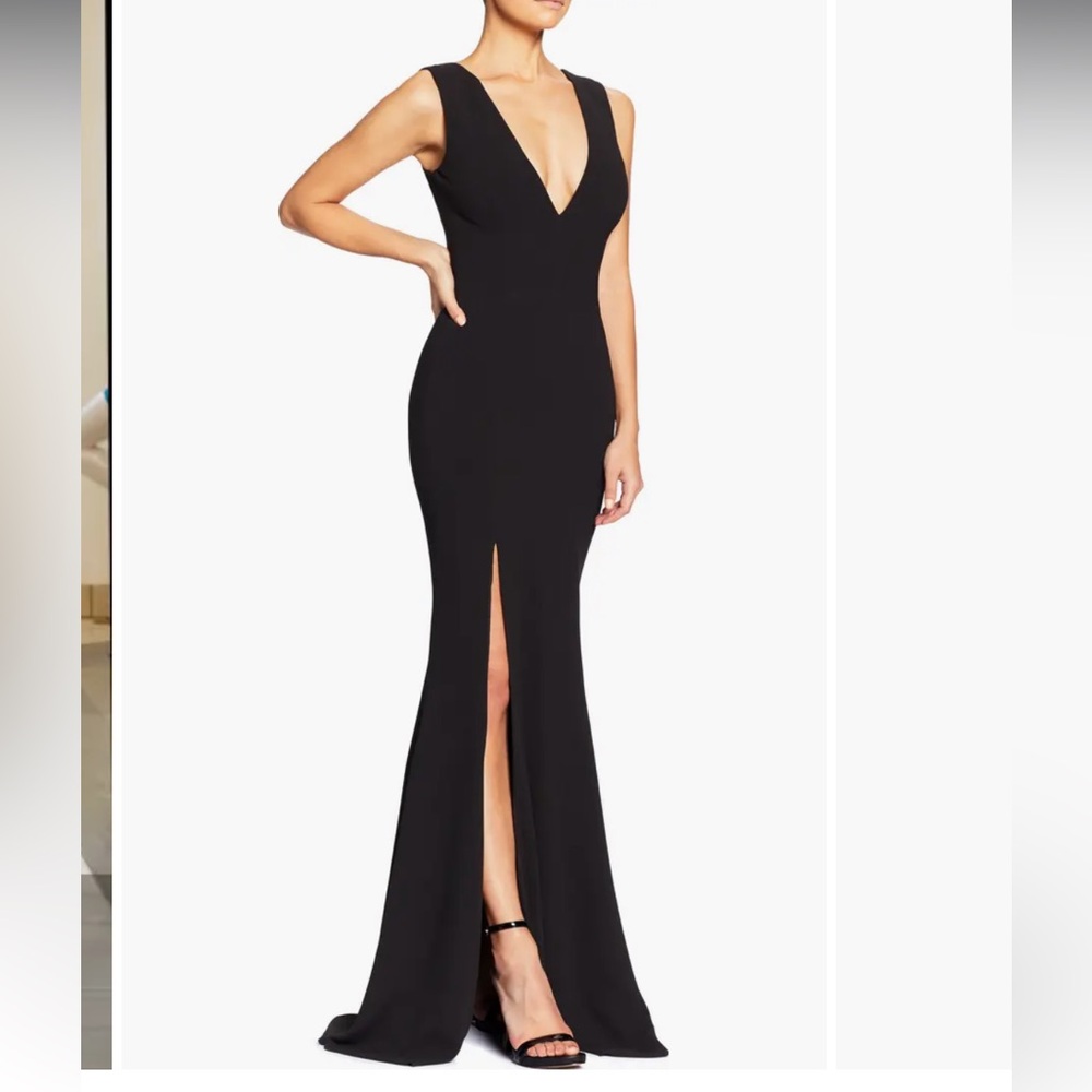 Dress the Population Black Plunge Gown with Slit - Picture 3 of 4